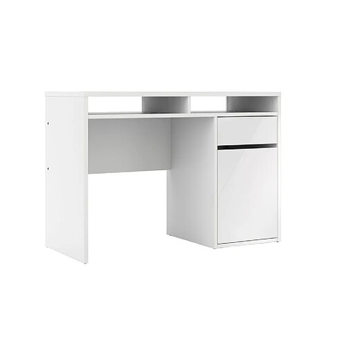 But Bureau 1 porte et 1 tiroir BEST LAK 3 Blanc laqué