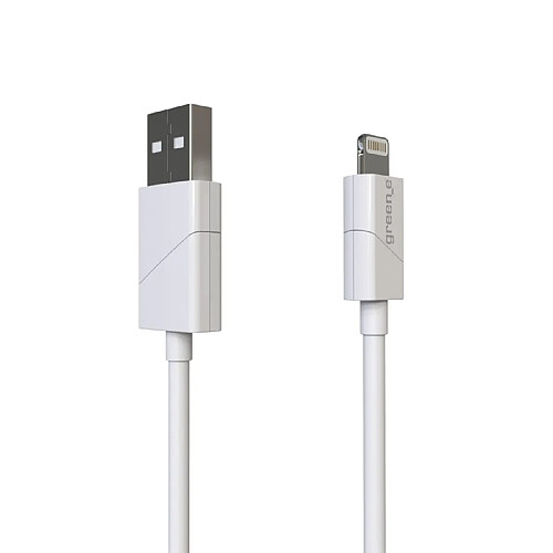 Greene Câble Lightning MFI vers USB avec Embout Rotatif Charge et Synchronisation 1,2m Blanc