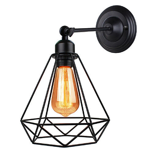 Stoex Applique Mural Industriel Cage forme Diamant Angle réglable en Fer Métal Design Vintage Rétro Luminaire E27 Lampe de Plafond pour Chambre Café Restaurent Entrée Couloir,Noi