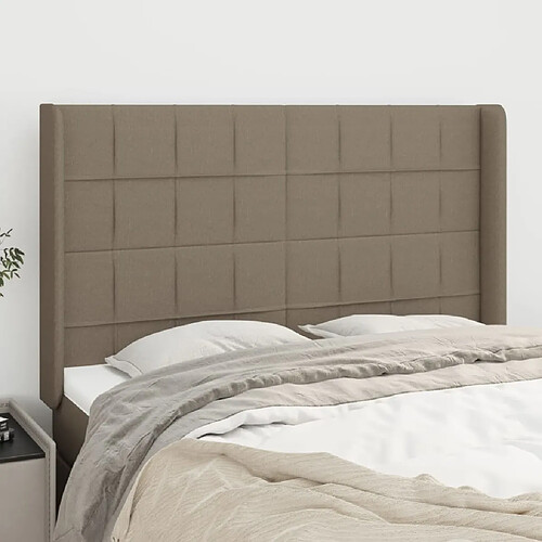 vidaXL Tête de lit avec oreilles Taupe 147x16x118/128 cm Tissu