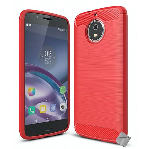 Htdmobiles Coque silicone gel carbone pour Motorola Moto G5s + verre trempe - ROUGE