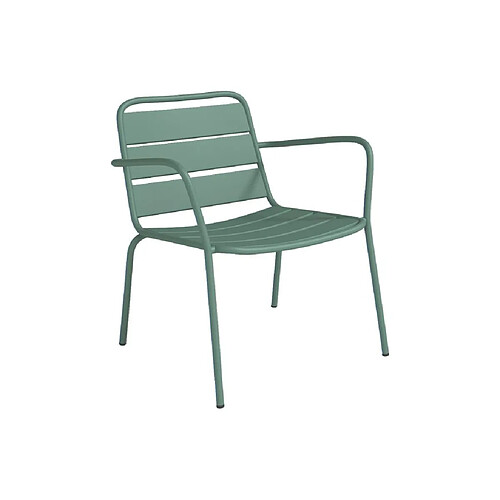 Vente-Unique Fauteuil bas de jardin empilable en métal - Vert amande - MIRMANDE de MYLIA