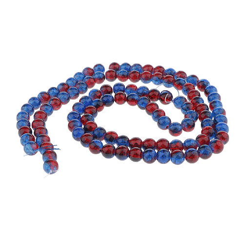 100pcs Perles De Verre Colorées Rondes En Vrac Espaceur Bricolage Rouge Et Bleu