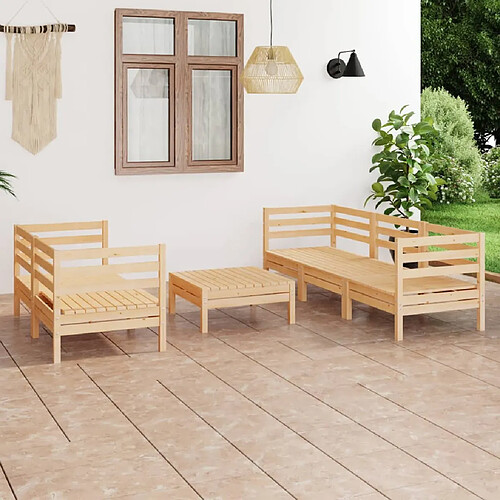 vidaXL Salon de jardin 6 pcs Bois de pin massif