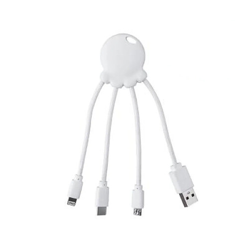 XOOPAR Câble 3 en 1 Octopus USB A/micro USB, USB C, Lightning 0,1m Blanc