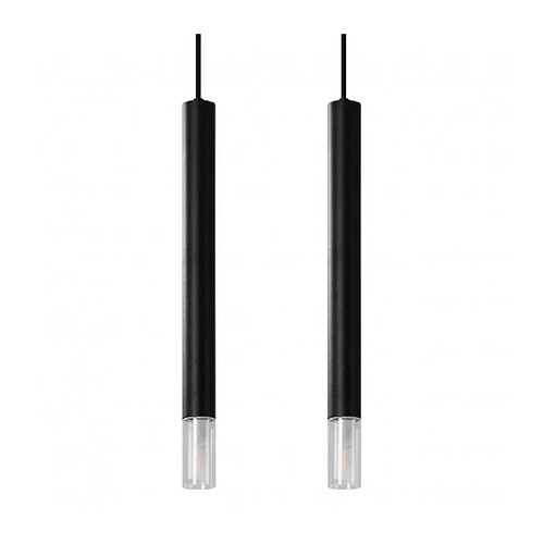 Luminaire Center Suspension Wezyr Bar Verre,acier Noir 2 ampoules 120cm