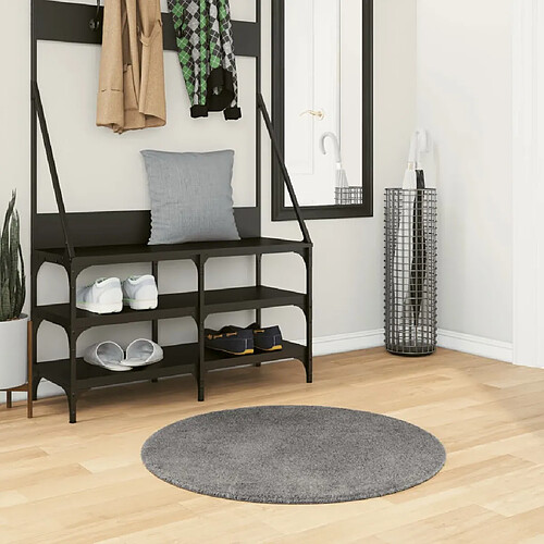 vidaXL Tapis HUARTE à poils courts doux et lavable anthracite Ø 80 cm