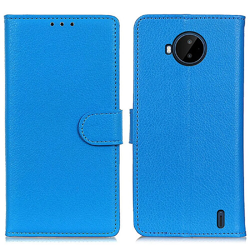 Etui en PU texture litchi, fermeture magnétique, bleu pour votre Nokia C20 Plus