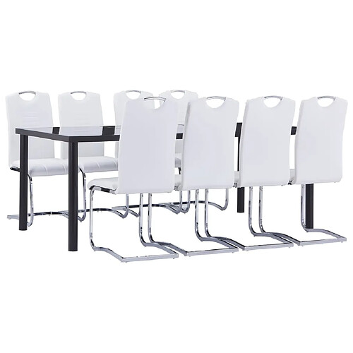 vidaXL Ensemble de salle à manger 9 pcs Similicuir Blanc