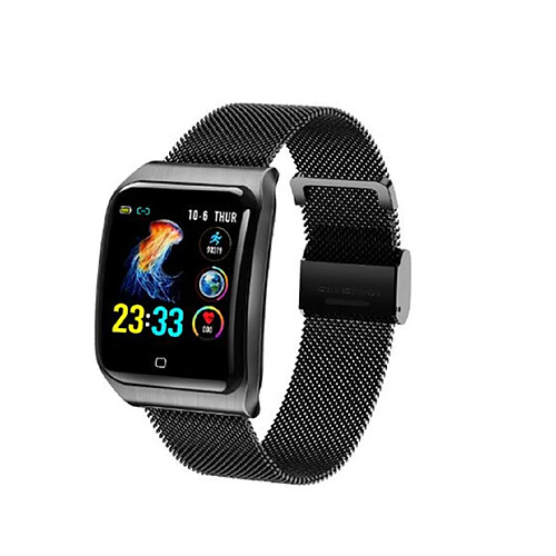 YP Select 1,3 pouces Écran couleur Pression artérielle Moniteur de fréquence cardiaque Sport Bluetooth Smart Wristband Watch-Noir