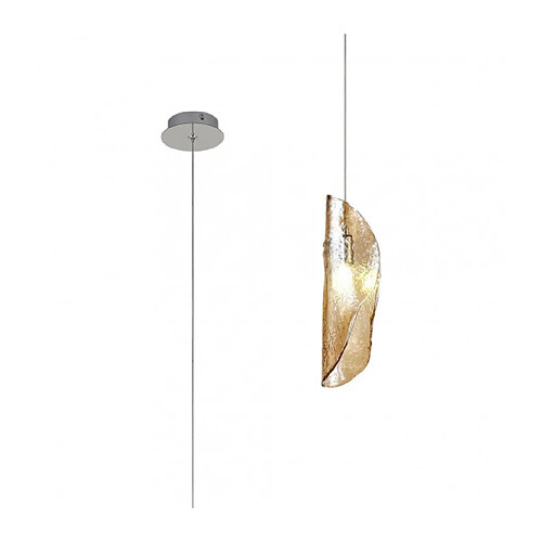 Luminaire Center Suspension design 1 ampoule Chrome poli,ambre