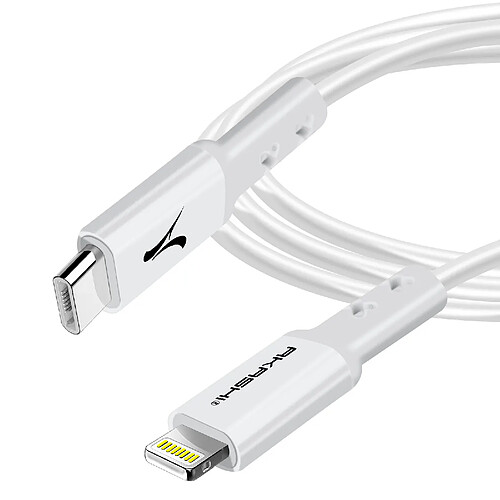 Câble USB-C vers Lightning Charge Rapide 3A Charge Synchro 3m Akashi Blanc