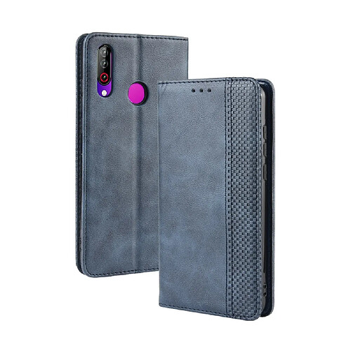 Wewoo Housse Coque Etui en cuir à boucle magnétique avec texture rétro et pour Crazy Horse LG W30avec supportlogements cartes et cadre photo Bleu