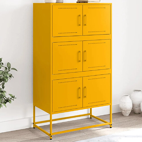 vidaXL Buffet jaune moutarde 68,5x38,5x123,5 cm acier