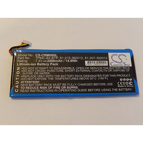 vhbw batterie remplace Crestron 81-207-392012, 81-215-360012, TPMC-8X-BTP pour touchpad sans fil (2000mAh, 7,4V, Li-Ion)