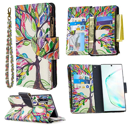 Etui en PU fermeture éclair à motifs arbre de couleur pour votre Samsung Galaxy Note 10/Note 10 5G