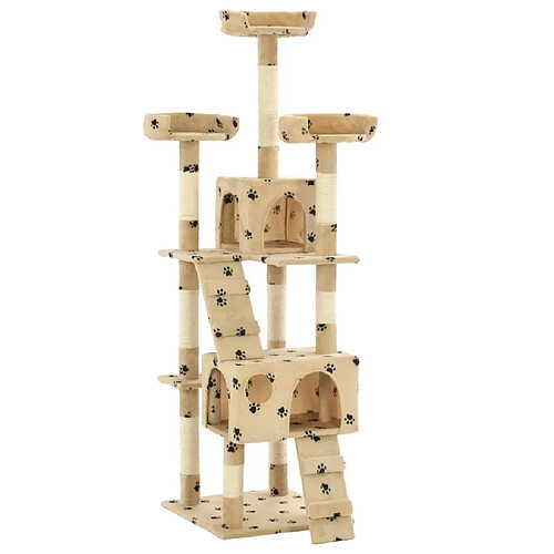 Arbre à chat,niche pour chat et griffoirs en sisal 170 cm Beige Motif de pattes -MN35745