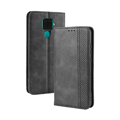 Wewoo Housse Coque Boucle magnétique rétro Crazy Horse Texture en cuir à rabat horizontal pour Huawei Nova 5i Pro / Mate 30 Liteavec support et fentes cartes et cadre photo noir