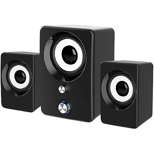 Universal Haut-parleurs YH-PC, boîtes d'enceintes informatiques 2x3W USB avec subwoofer, barre de son stéréo, Aaux de 3,5 mm, contrôle du volume LED (noir)