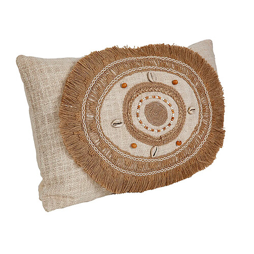 Coussin Romimex Beige Crème 30 x 8 x 50 cm Broderie