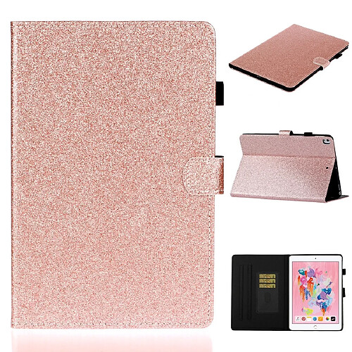 Wewoo Housse Étui Coque Pour iPad 10.2 / 10.5 Etui à rabat horizontal en cuir avec poudre de scintillement support et fente carte or rose