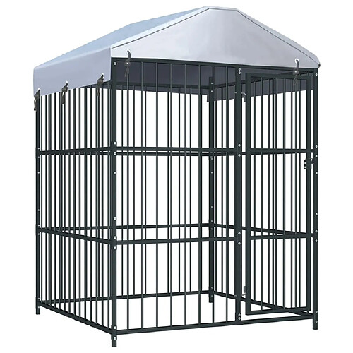 Helloshop26 Chenil extérieur cage enclos parc animaux chien d'extérieur avec toit pour chiens 150 x 150 x 210 cm 02_0000323