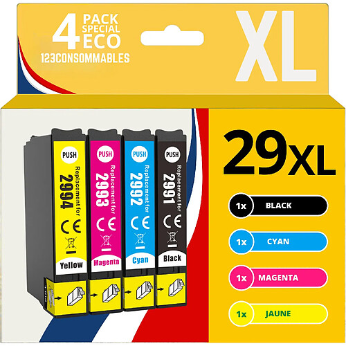 123Consommables Pack compatible EPSON T29XL, 4 cartouches