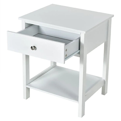 Helloshop26 Lot de 2 tables de chevet à 2 niveaux style moderne simple 48 x 40 x 58 cm blanc 20_0005844