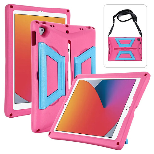 Coque en TPU antichoc avec béquille et bandoulière rose/bleu pour votre iPad 10.2 (2020)/(2019)/(2021)/Air 10.5 pouces (2019)/Pro 10.5-pouces (2017)