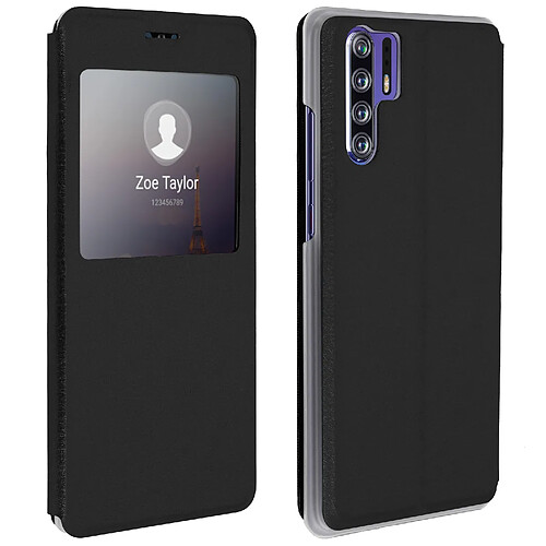 Avizar Housse Huawei P30 Pro Étui Clapet à Fenêtre Fonction Stand Coque Rigide Noir