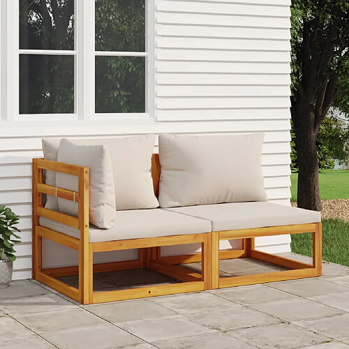 vidaXL Salon de jardin avec coussins 2 pcs bois massif acacia