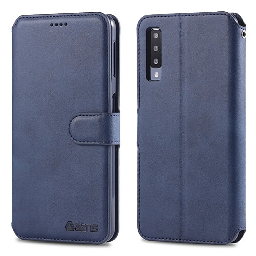 Wewoo Housse Coque Pour Galaxy A50 AZNS Étui en cuir avec rabat magnétique et texture de mollet support et fentes cartes et cadre photo Bleu