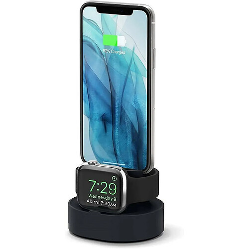 Chrono Mini station de charge double support de charge compatible avec Apple Watch 38 42 40 44 mm série 6 SE 5 4 3 2 1, AirPods 2, 1, iPhone 11, XS Max, XR et plus,(noir)