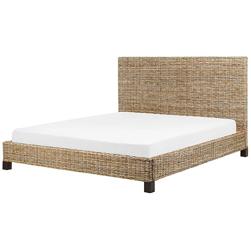 Beliani Lit double en rotin 180 x 200 cm naturel SALBRIS