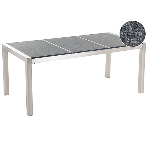 Beliani Table de jardin Pierre Gris graphite GROSSETO