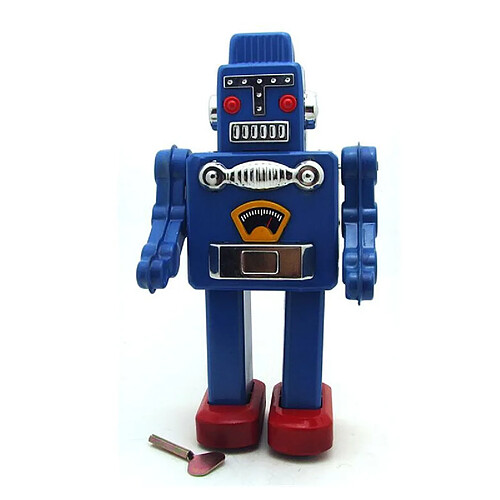 Universal Retro Retro Robotian Toy Classic Clockwork Trend Robot Modèle Collection de Robot en étain Toy Adult Collection Gift 13x9x23cm | Rouleulé Toys (bleu)