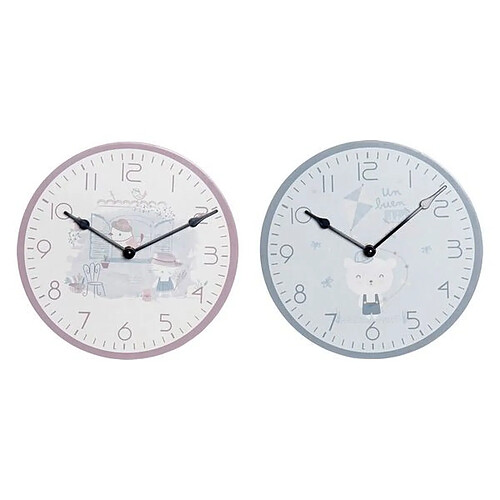 Look & Feel Horloge Murale DKD Home Decor Enfant Bois MDF (2 pcs) (24 x 3 x 24 cm)