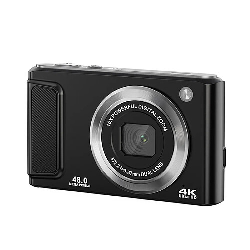 INF Appareil photo numérique 4K HD avec caméra avant et arrière et stabilisation Black