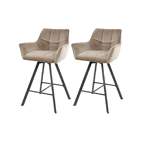 Lisa Design Hatti - lot de 2 tabourets de bar pivotants - en velours taupe