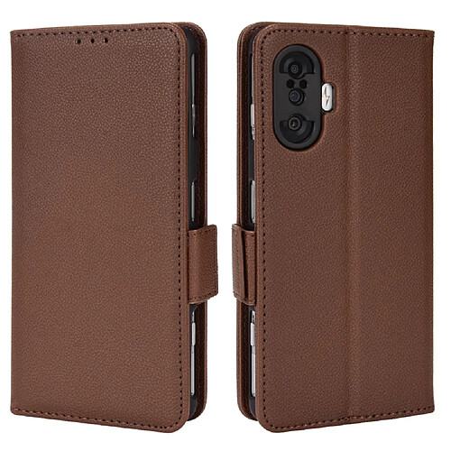 Etui en PU texture litchi, fermoir aimanté avec support marron pour votre Xiaomi Poco F3 GT/Redmi K40 Gaming