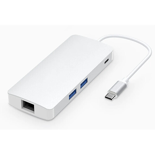 Wewoo Adaptateur Hub 8 en 1 de type C + USB-C / Type-C à USB-C / Type-C et HDMI & SD & TF & 2 USB & VGA & Rj45