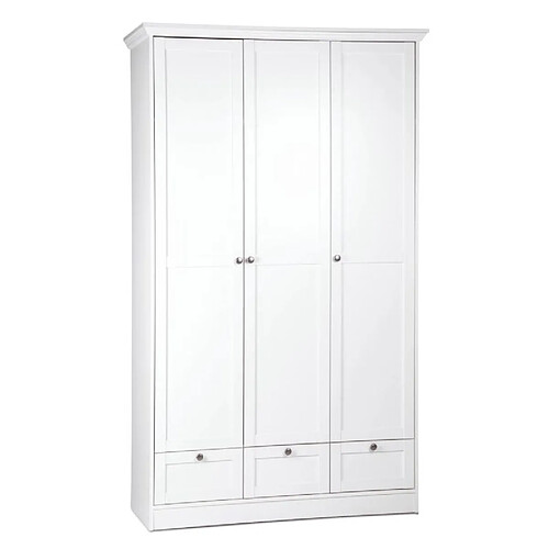 Homestyle4U Armoire blanche avec tiroirs 3 portes chambre