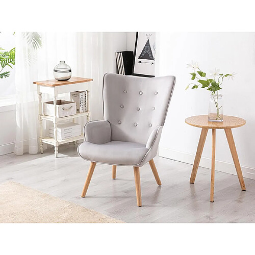 Vente-Unique Fauteuil en velours gris VATELY