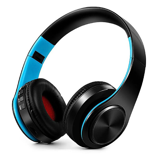 Yonis Casque Audio Bluetooth Pliable Noir Bleu