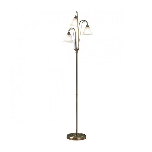 Luminaire Center Lampadaire Boston laiton antique et verre opale 3 ampoules