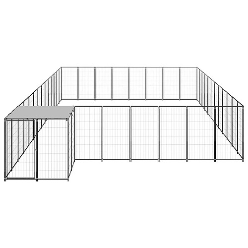 Helloshop26 Chenil extérieur cage enclos parc animaux chien 30,25 m² 110 cm acier noir 02_0000522