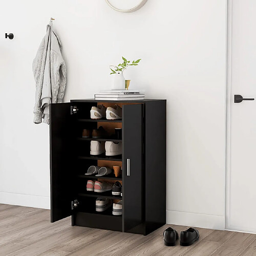 vidaXL Armoire à chaussures Noir 60x35x92 cm Bois d’ingénierie