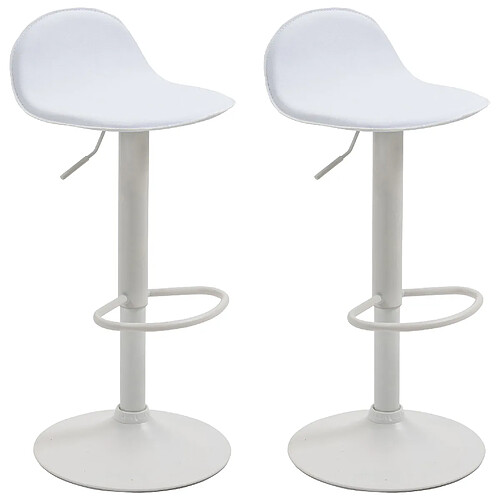 Decoshop26 Lot de 2 tabourets de bar avec repose-pieds en PVC blanc pied trompète en métal blanc 10_0004263