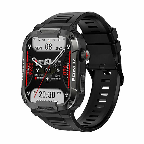 Mk66 Montre Intelligente Extérieure Bluetooth Appel Musique Jouer Moniteur De Fréquence Cardiaque Santé Sport Bracelet Noir