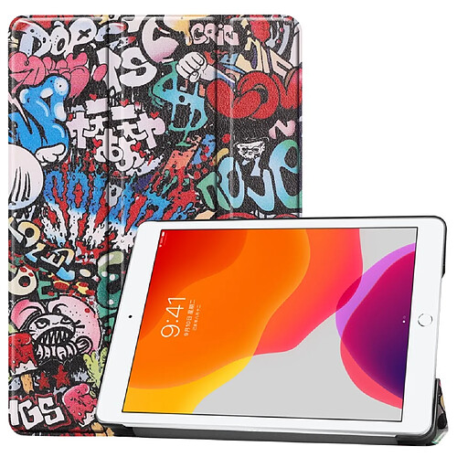 Etui en PU impression de modèle avec support tri-pliure motif de graffiti pour votre Apple iPad 10.2 (2019)